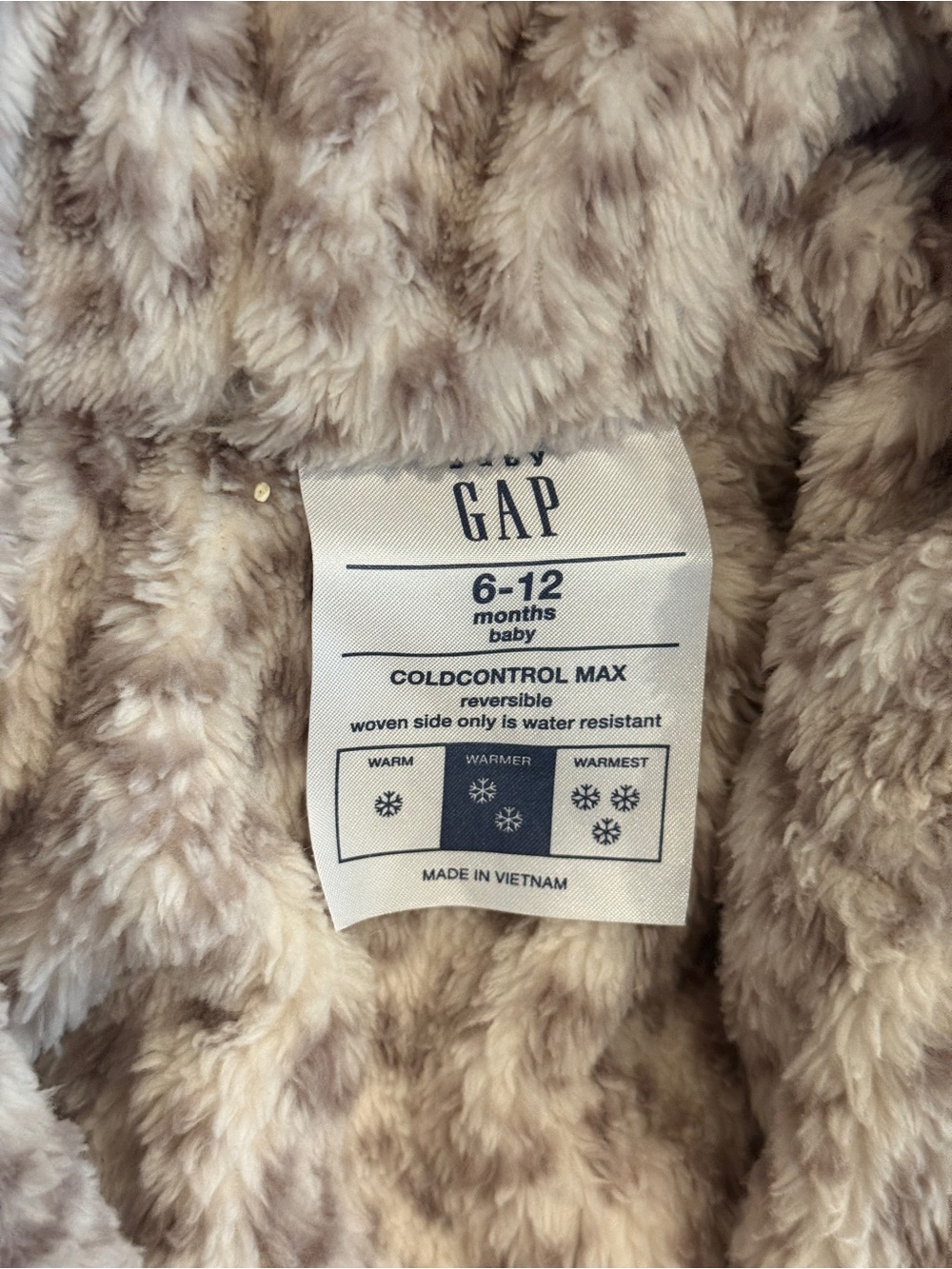 GAP Baby Faux Fur Reversible Jacket - Taupe & Cream - Picture 4 of 5